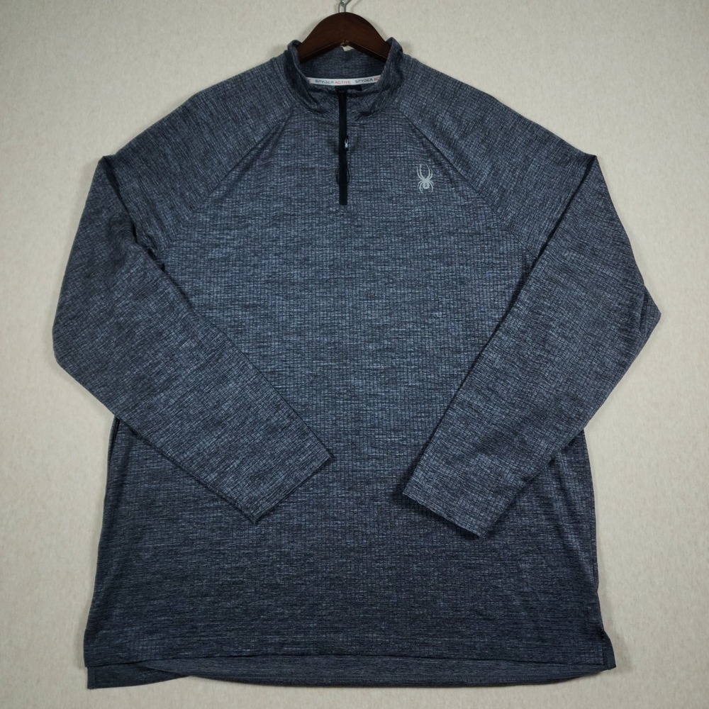 Spyder Active Quarter Zip Pullover Shirt Mens XL Gray Heathered Grid Stretch